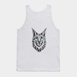 Lynx Wild Animal Nature Illustration Art Tattoo Tank Top